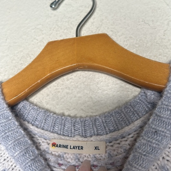 Marine Layer Bethany Fair Isle Wool Alpaca Sweater Gray Size XL Chunky Cozy - Picture 5 of 9